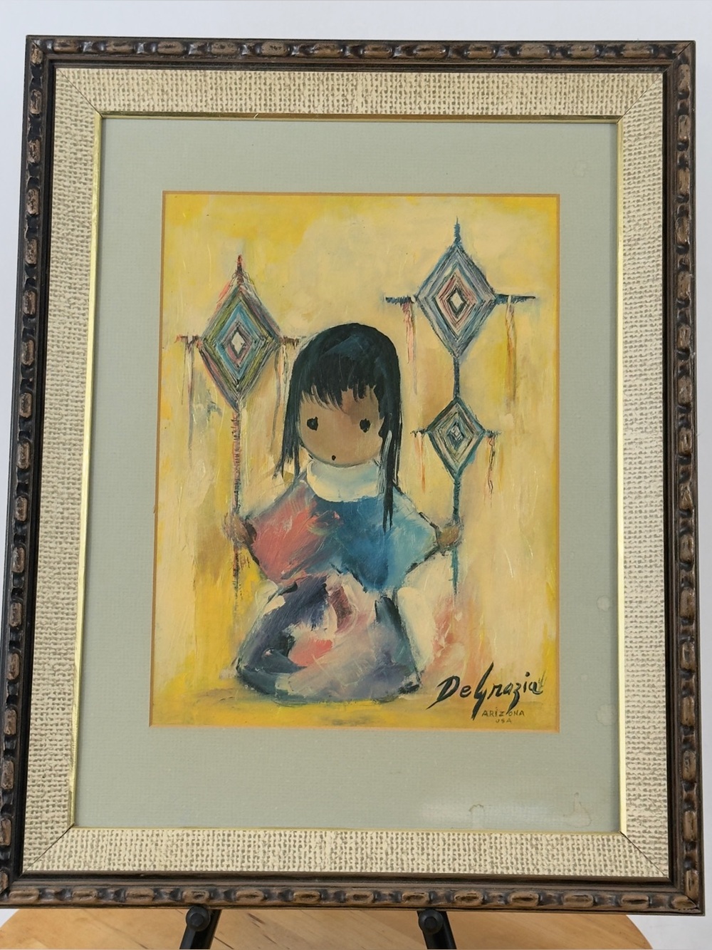 Vintage De Grazia Gallery in the Sun 1972 “Heavenly Blessings” Oil Painting Repr